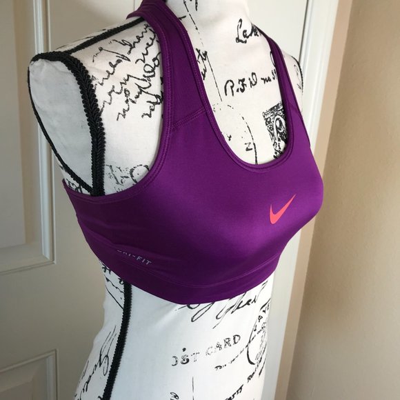 Nike PRO Dri-Fit Compression Sports Bra Magenta - Picture 2 of 5